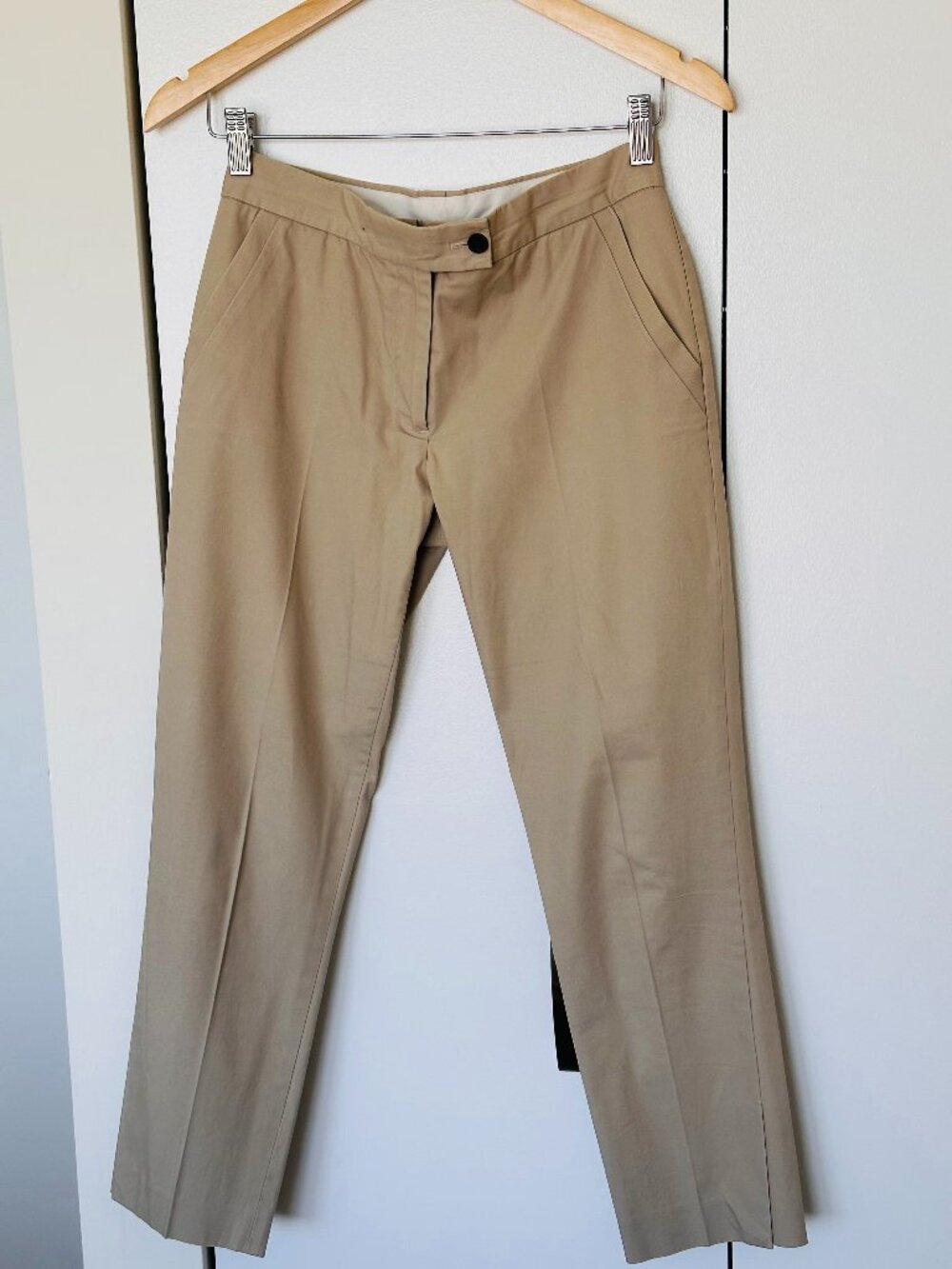 Joseph Khaki Cropped Cotton Pants - Size FR 34 (US 2)
